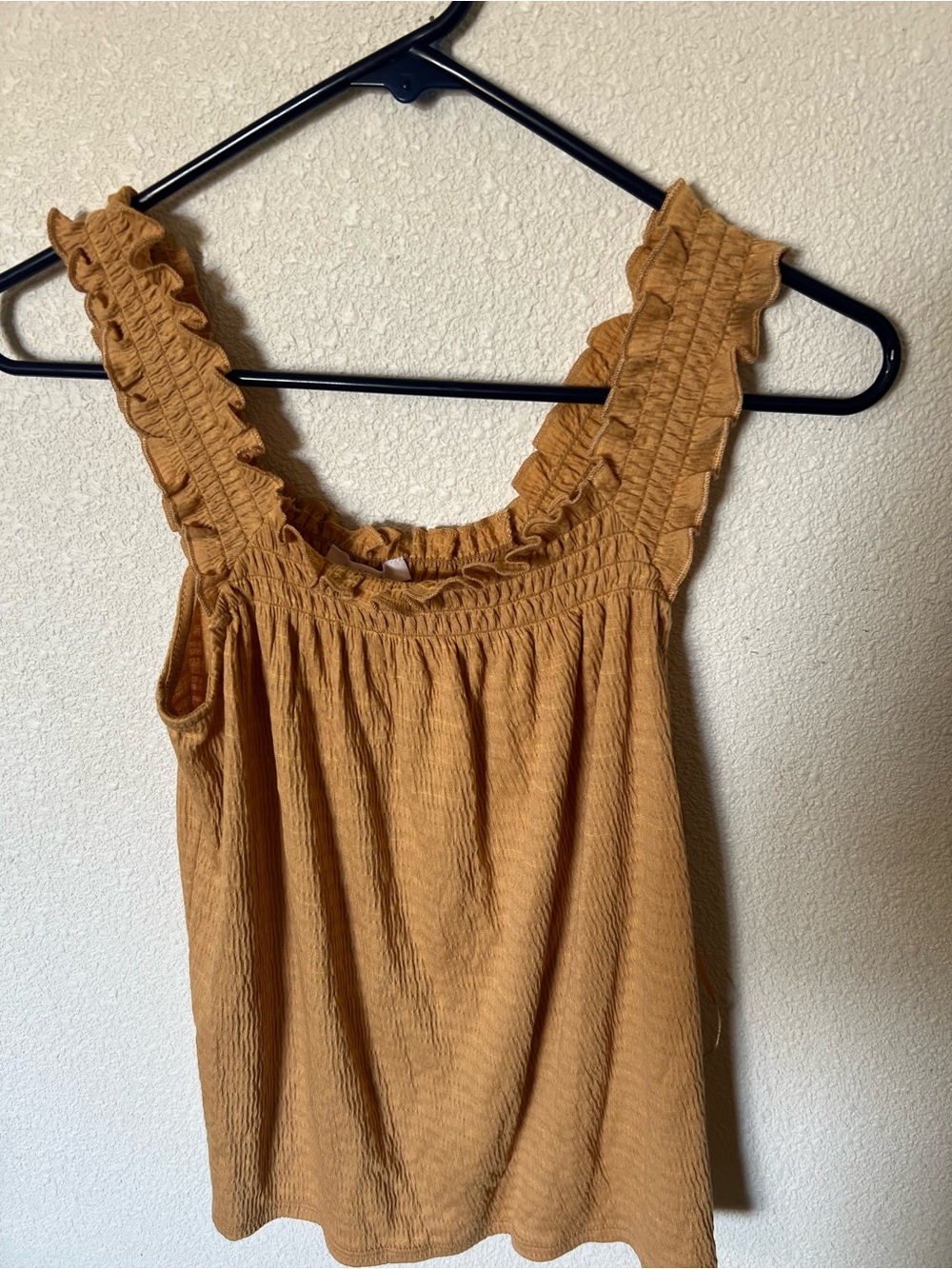 LC Lauren Conrad Mustard Ruffle Strap Tank Top